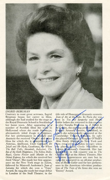 Ingrid Bergman autograph