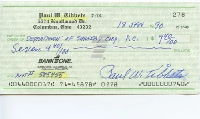 Paul W. Tibbets autograph