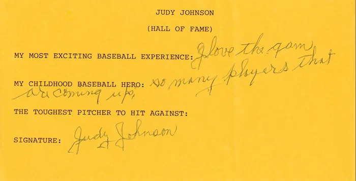 Judy Johnson autograph