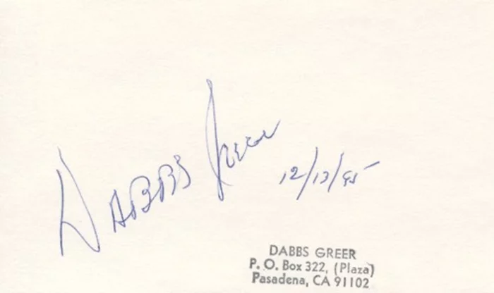 Dabbs Greer autograph