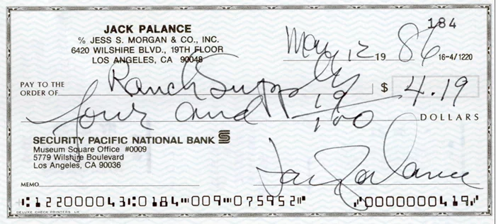 Jack Palance autograph