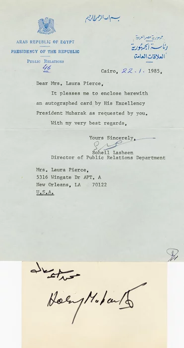 Hosni Mubarak autograph