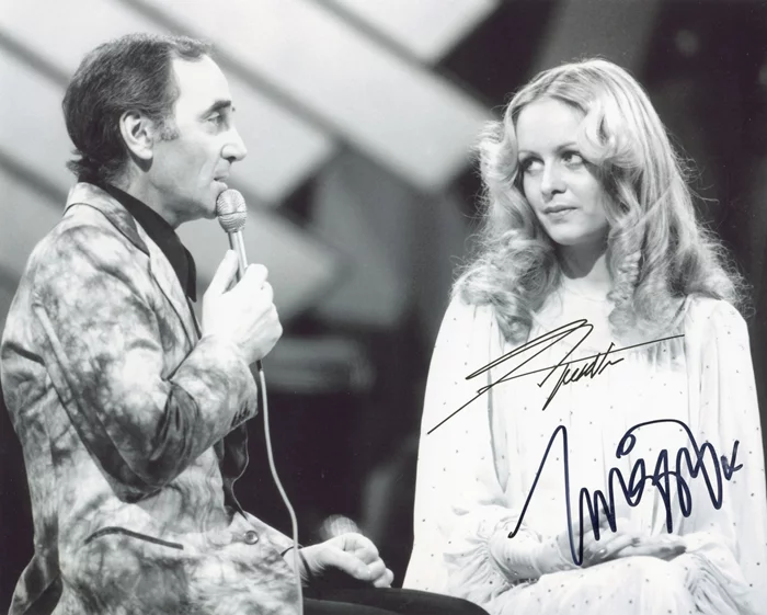Charles Aznavour and Twiggy autograph