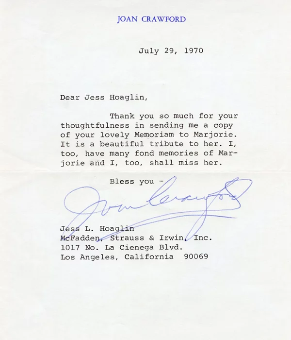 Joan Crawford autograph