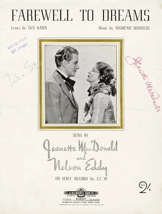 Jeanette MacDonald & Nelson Eddy autograph