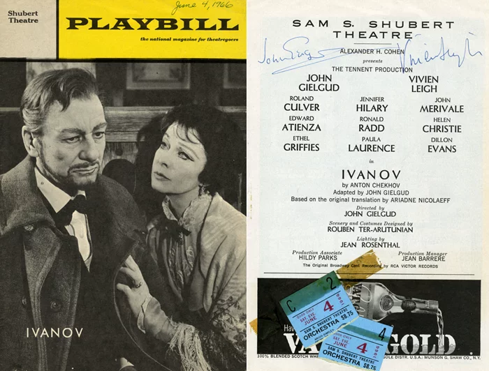 Vivien Leigh & John Gielgud autograph