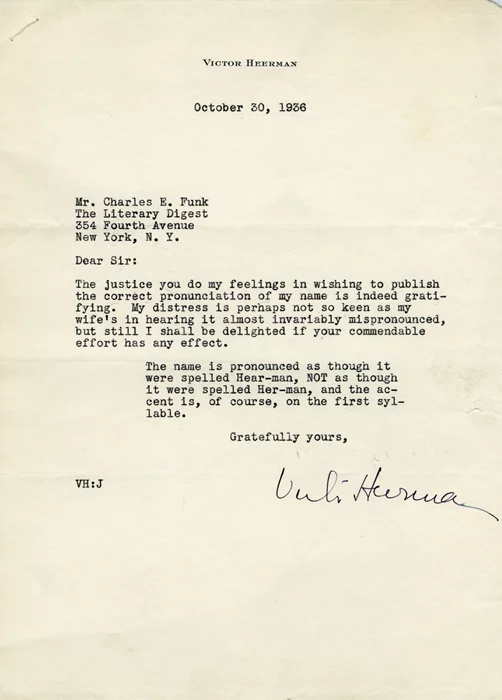 Victor Heerman autograph