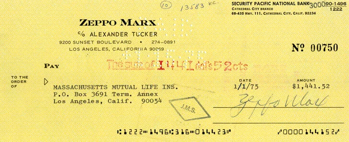 Zeppo Marx autograph