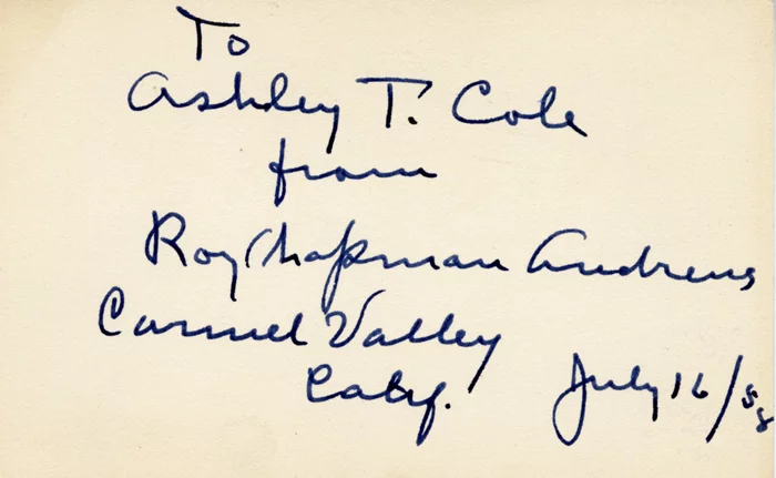Roy Chapman Andrews autograph