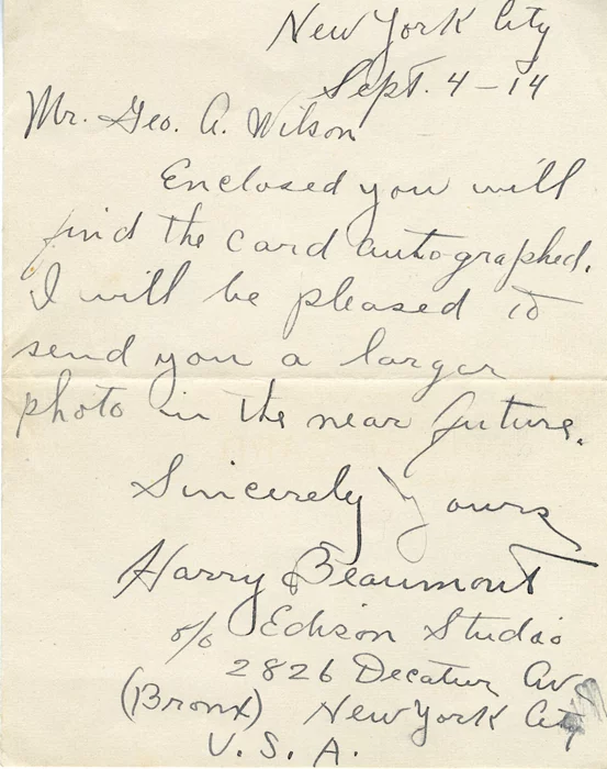 Harry Beaumont autograph