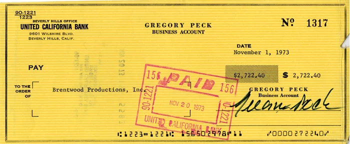 Gregory Peck autograph
