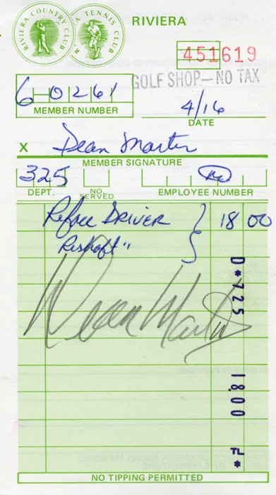 Dean Martin autograph