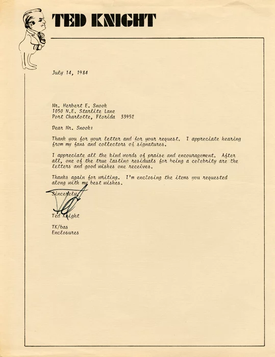 Ted Knight autograph