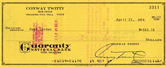 Conway Twitty autograph