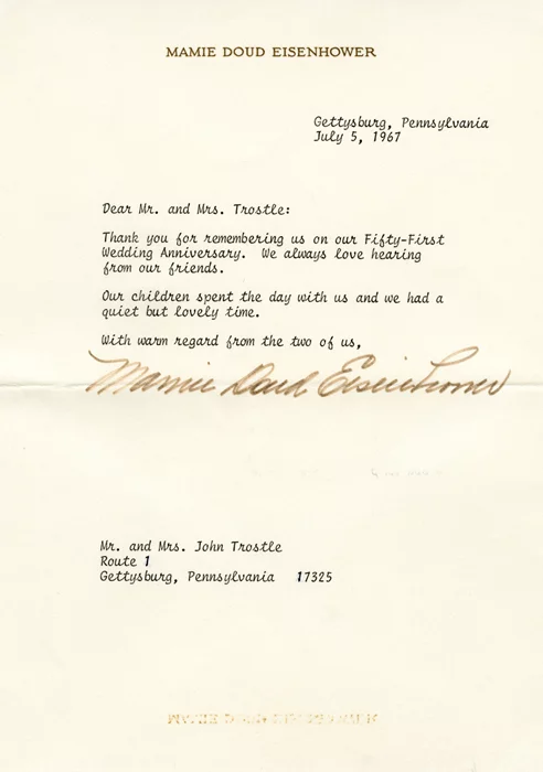Mamie Daud Eisenhower autograph