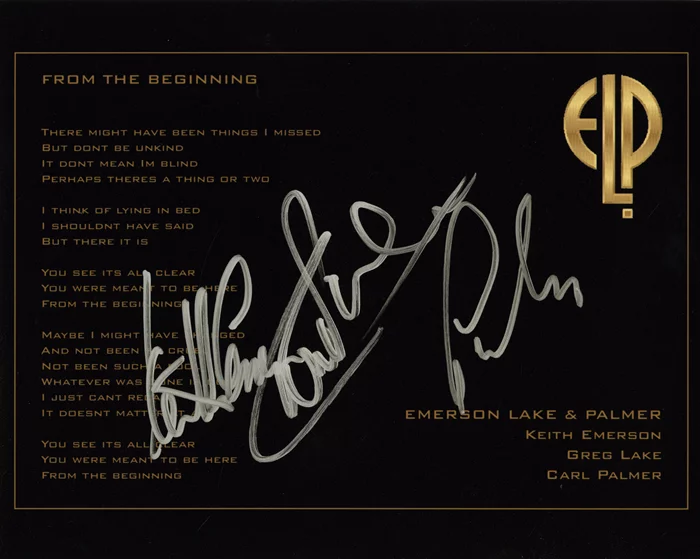 Lake and Palmer Emerson autograph