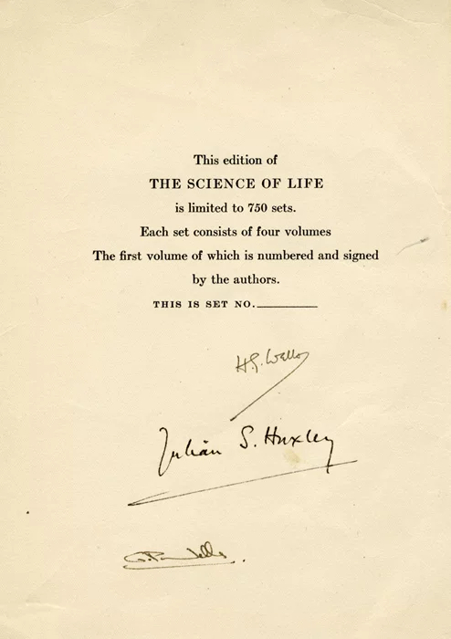 H. G. Wells autograph