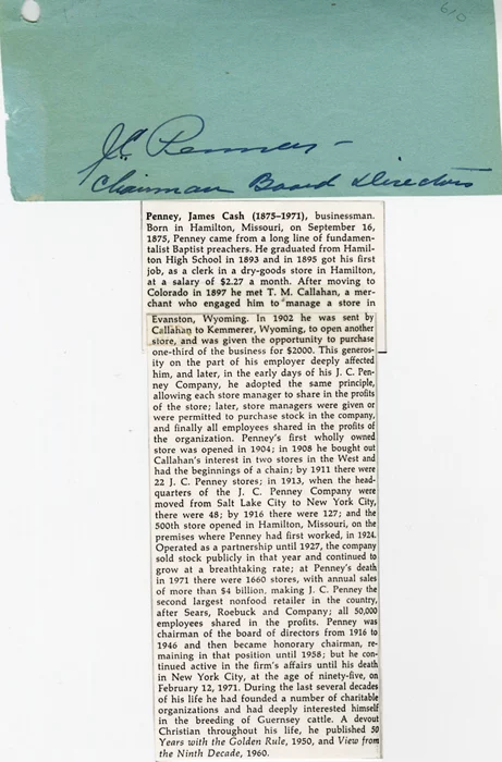 J.C. Penney autograph