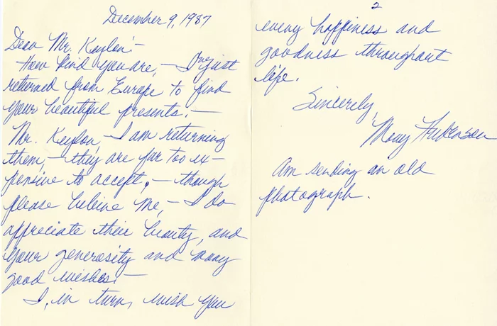 Mary Anderson autograph