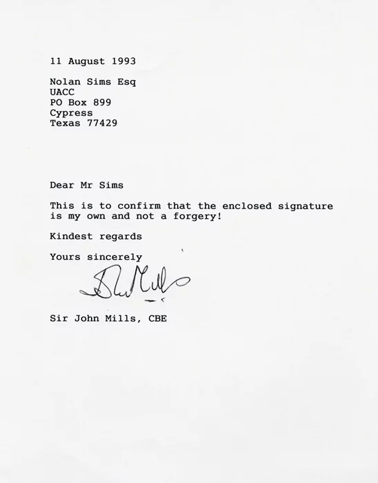 John Mills autograph