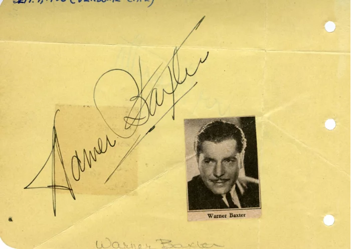 Warner Baxter autograph