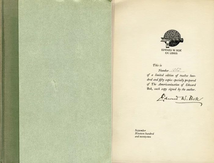 Edward W. Bok autograph