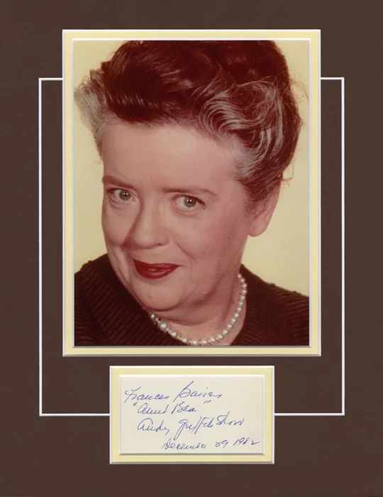 Frances Bavier autograph