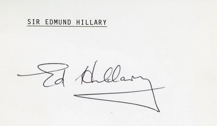 Sir Edmund Hillary autograph