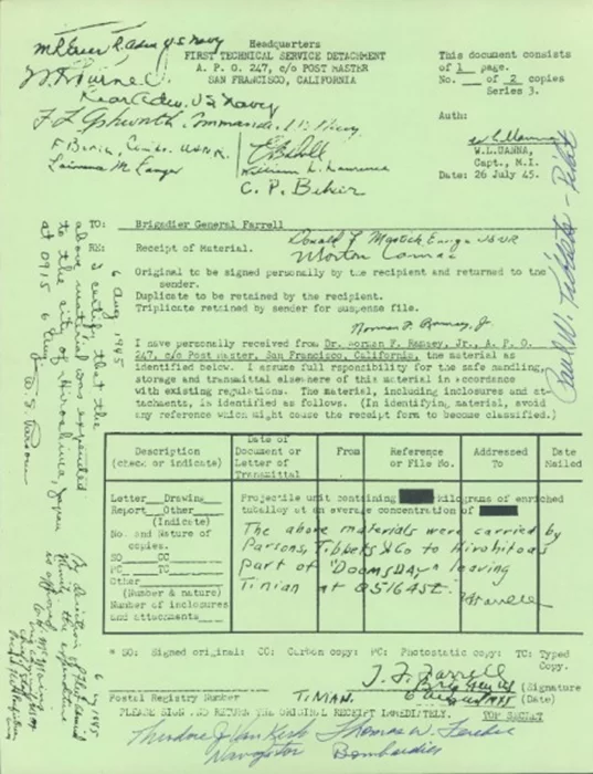 Enola Gay autograph