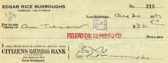 Edgar Rice Burroughs autograph