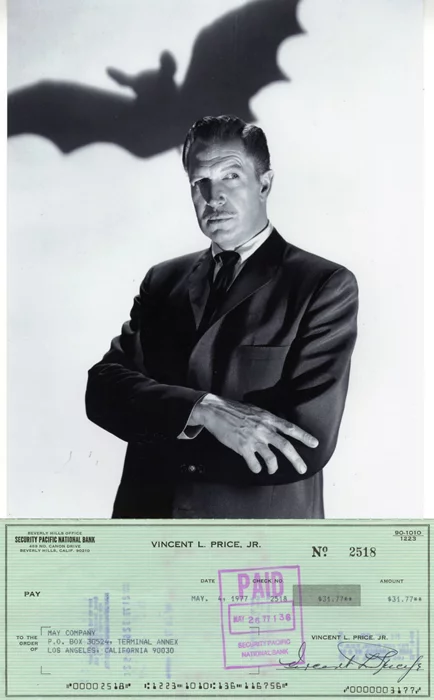 Vincent Price autograph