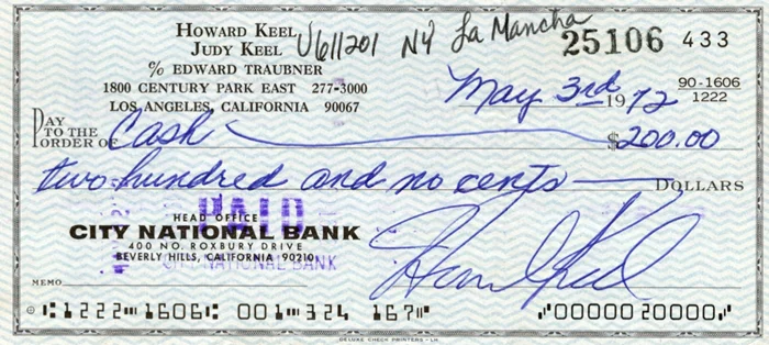 Howard Keel autograph
