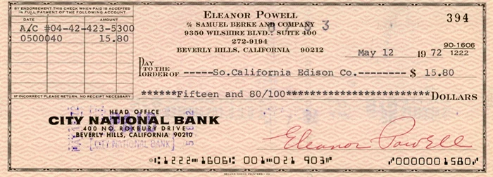 Eleanor Powell autograph