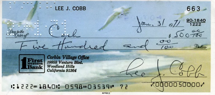 Lee J. Cobb autograph