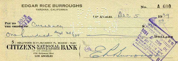Edgar Rice Burroughs autograph