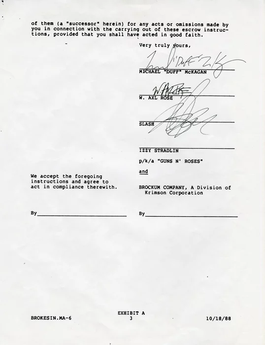 Guns N' Roses autograph