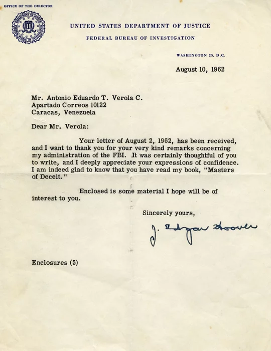 J. Edgar Hoover autograph