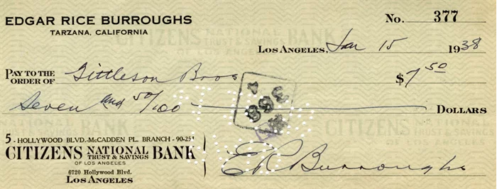 Edgar Rice Burroughs autograph
