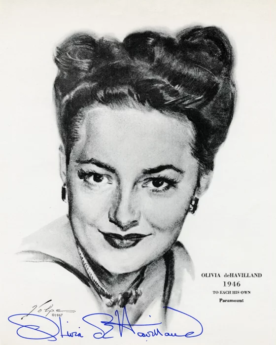 Olivia DeHavilland autograph