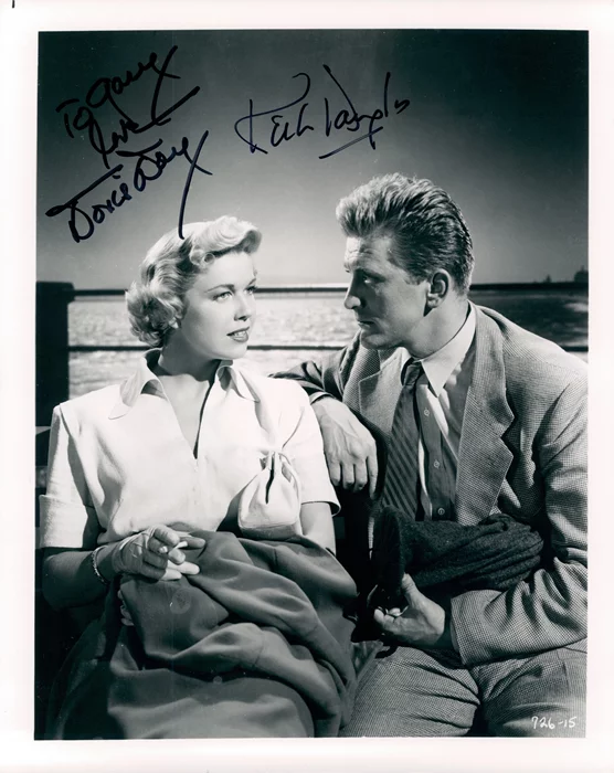 Kirk Douglas and Doris Day autograph