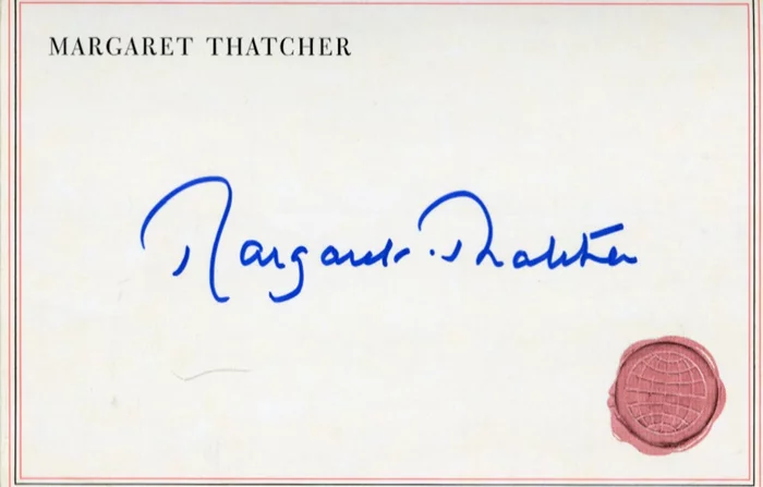 Margaret Thatcher autograph