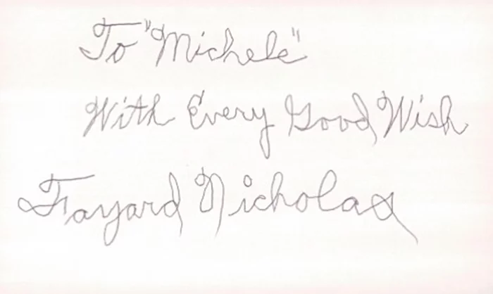 Fayard Nicholas autograph
