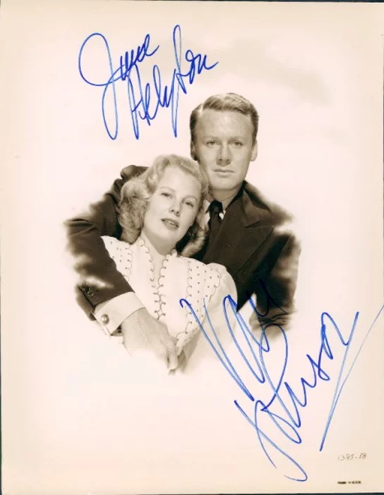 June Allyson & Van Johnson autograph