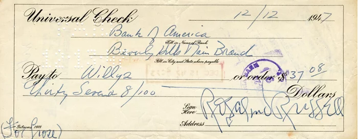 Rosalind Russell autograph