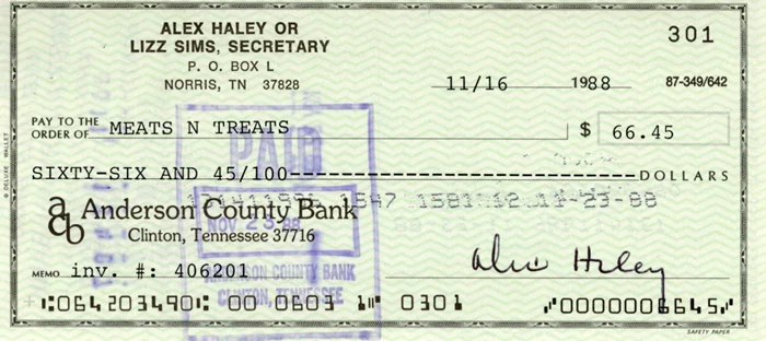 Alex Haley autograph
