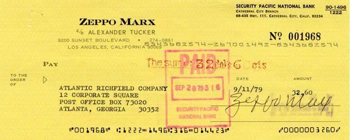 Zeppo Marx autograph
