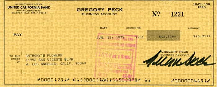 Gregory Peck autograph
