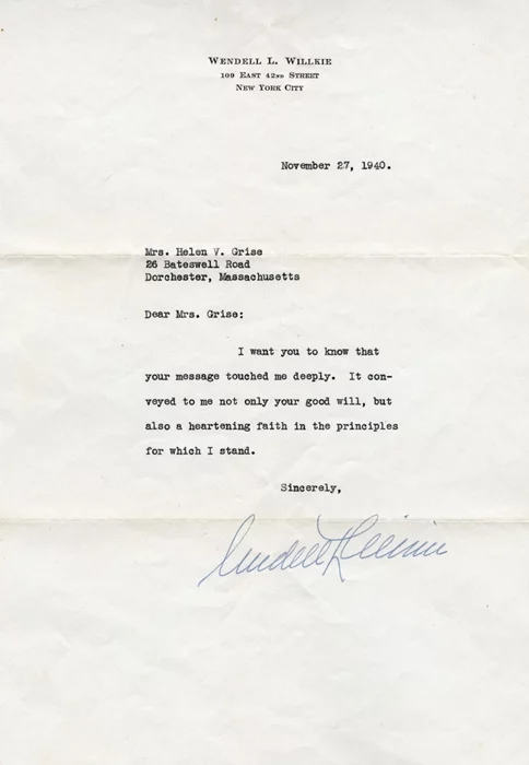 Wendell Willkie autograph