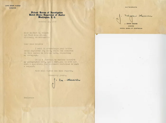 J. Edgar Hoover autograph