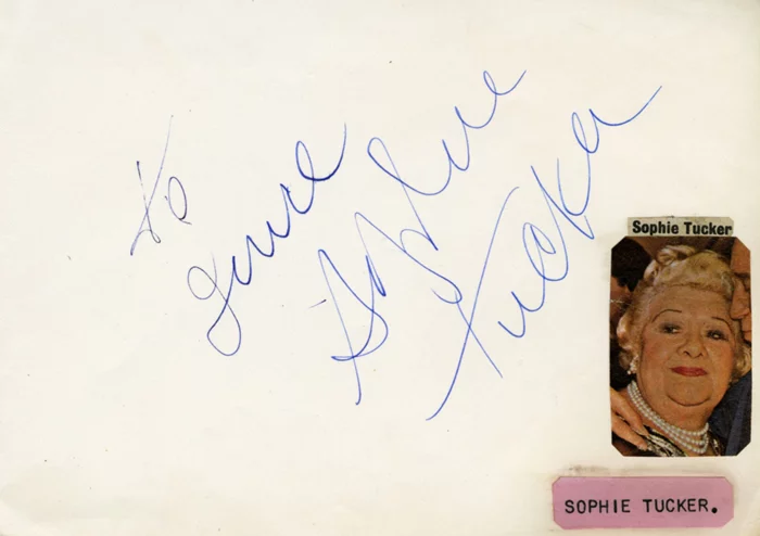 Sophie Tucker autograph